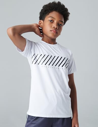 5 Pack Boys Athletic T Shirts, Youth Kids Dry Fit Short Sleeve Tees Performance Tops Activewear Clothing Bulk