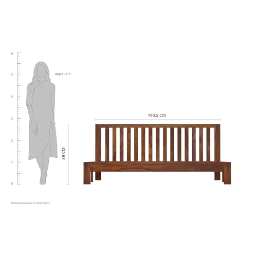 Image of SANKAT MOCHAN Industries Solid SHEESHAM Honey Brown Wooden King Size Simple Without Storage Bed Double Bed Furniture for Bedroom Living Room, Hotel & Hostel (Honey Finish) Matters Size (6 * 6.5)
