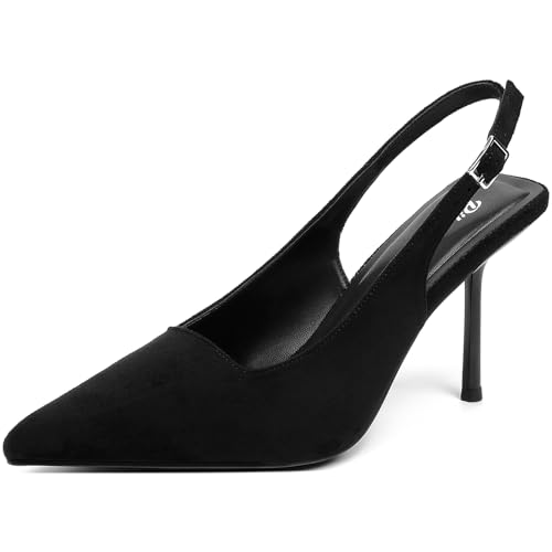 Image of RIBONGZ Sexy Slingback Pumps Elegant Dressy Heels for Women Closed Toe Pointy High Heels Wedding Bride Prom Party Evening Shoes