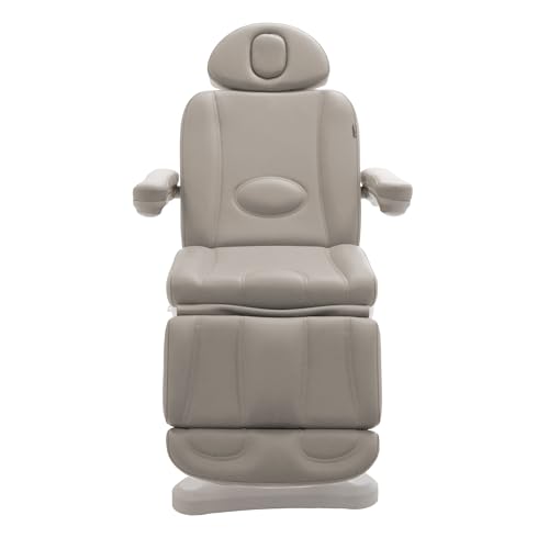 Image of SKINACT Malibu Electric Medical Spa Facial Treatment Chair /Table with 240 Swivel Base, Adjustable Backrest, Leg Rest and Wired Hand Remote Control (Taupe)