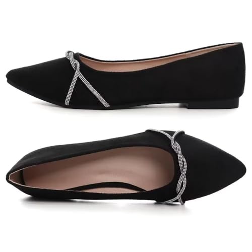 Image of Stunner Womens Flats Fashion Pointed Toe Bowknot Ballet Flats Cute Slip On Dress Flats Comfortable Party Wedding Flats2