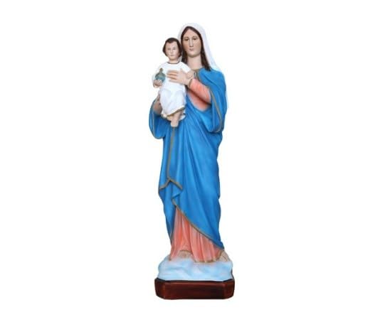 Generico Arte Sacra Caravaggio Statua della Madonna con bambino cm 50 (19,68 inches), in resina decorata a mano di produzione artigianale italiana