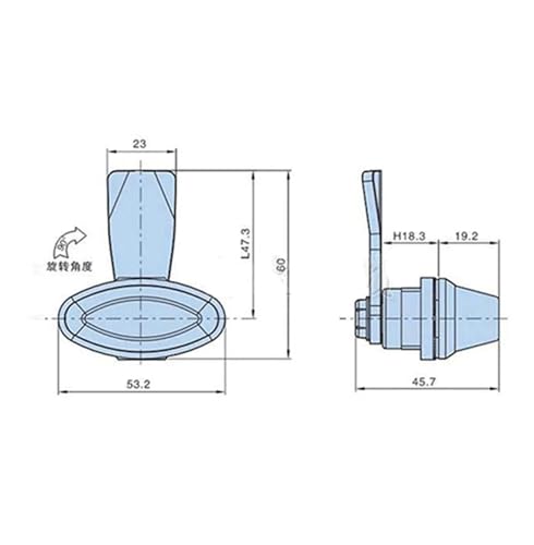 Serrure à languette rotative MS414 noire pour boîte de distribution