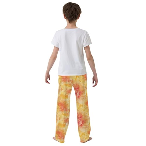 Boys' Pants Sunset Color Flowers Long Bottoms Jogger Pants Elastic Waist Trousers with Pockets S-XL3