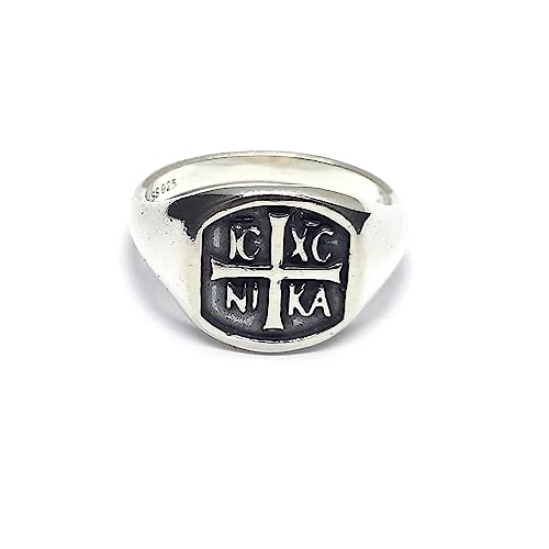 Bague homme argent 925 Jésus-Christ IC XC NIKA gravée