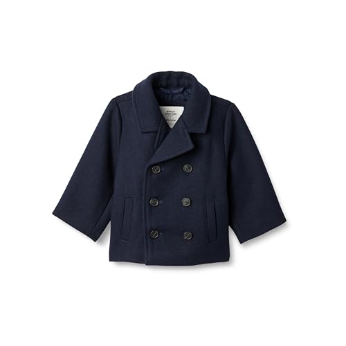 Amazon Essentials x Sofia Grainge Toddler Boys' Wool Blend Double Breasted Coat, Navy, 3T