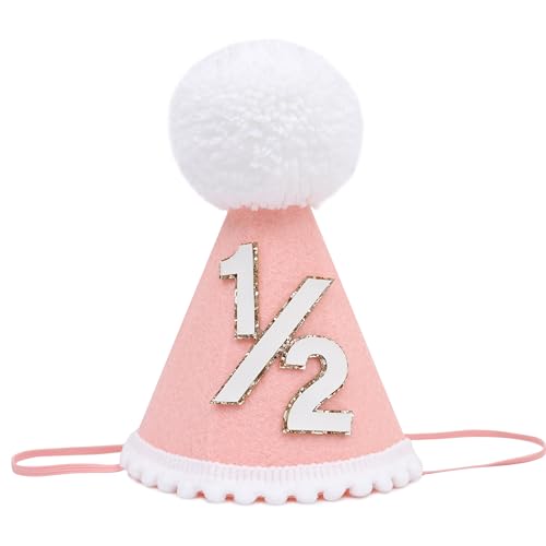 Image of Agvgaza Half Birthday Hat -Baby 1/2 Birthday Cone Hat,Six Months Decorations,Party Hat Outfit for Girls/Boys