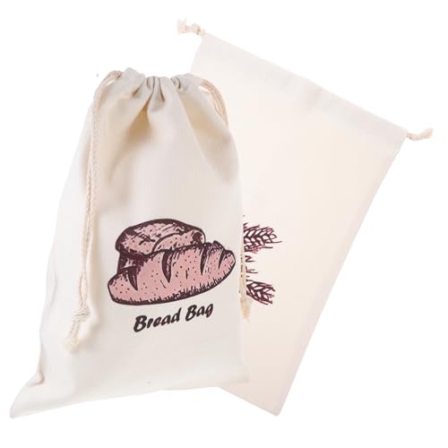 OFFSCH 2Pcs Linen Drawstring Bread Bags for Homemade Storage Reusable Bakery Pouches for All Types of Bread Lightweight Fabric Grocery Holders for Baking and Food Storage