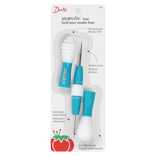 Dritz Fix Seam Ripper and Awl Sewing Accessories, Blue &