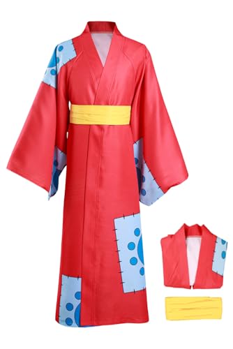 ulesoke Adult Cosplay Costume Anime Kimono Printed Cloak Robe Belt Halloween Outfits for Men Anime Fans Lovers