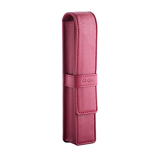 Image of DiLoro Leather Single Pen Case Pencil Pouch Holder for One Fountain Ballpoint Rollerball Pen and Pencil (Red)