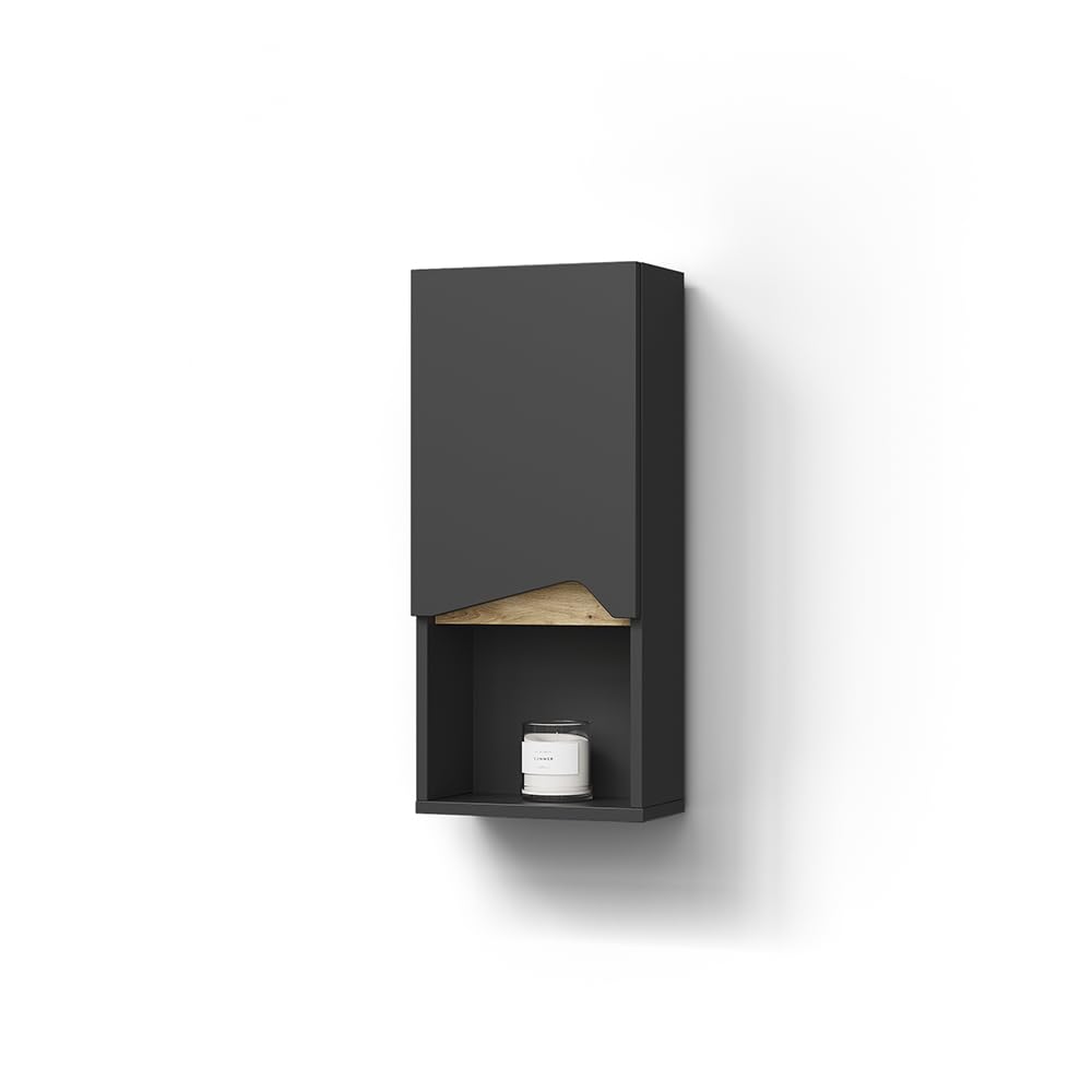 Livinity Badschrank Timavo, Anthrazit, 30 x 67 cm mit Tür und offenem Fach