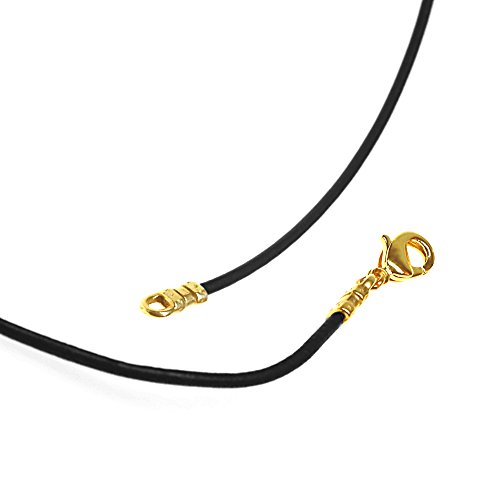 Dragonweave Gold Plated 1.8Mm Fine Black Leather Cord Necklace - 18 Inches #TOP3
