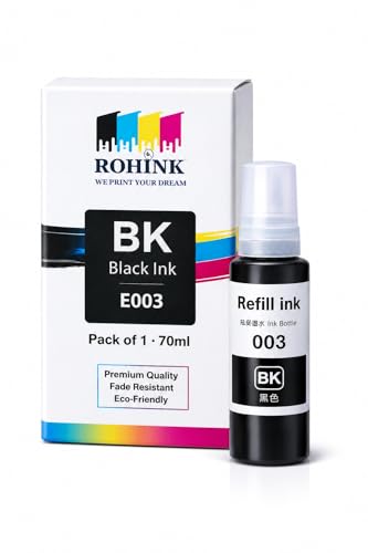 Image of ROHINK 003 Compatible Refill Ink for Epson L3110, L3150, L3250, L3252, L3115, L3116, L3101, L3210, L3215, L3216, L3151, L3152, L3156, L5190 Printers (003 Black Pack 1)