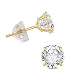 10K Yellow Gold Swarovski Zirconia Round Stud Earrings (2 cttw)