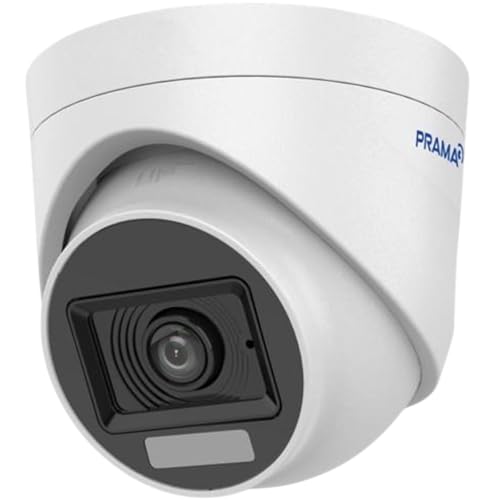 Image of Prama PT-HTH70F0E-WPF(M) 3K Dual Light Audio Turret Camera | Built-in Mic | 20m IR & White Light Night Vision | Smart Dual Light | 4-in-1 Output (TVI /AHD /CVI /CVBS) | Included PVC Stickers
