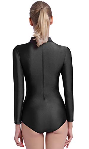 speerise Long Sleeve Adult Ballet Dance Leotards for Women, L, Black