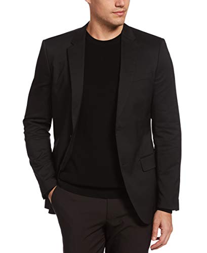 Perry Ellis Men's Very Slim Solid Twill Suit Jacket, Black, 40/Large