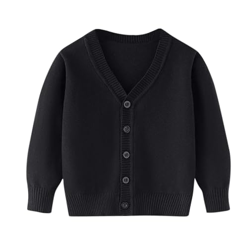 Unisex Boy' Girls' Cardigans Sweater V-Neck Long Sleeve Button Soild Cotton Knit Sweaters for 2-14Years