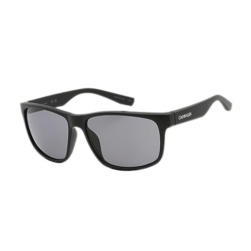 Calvin Klein Men's CK19539S Rectangular Sunglasses, Matte Black/Grey, 59 mm