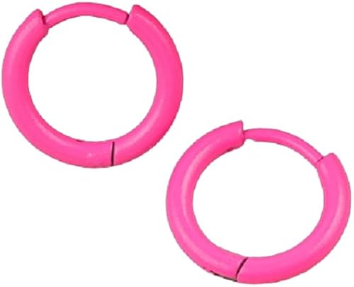 Miniatura 5 de Aretes de neón de los años 80 para mujer, coloridos y redondos, pequeños, aretes de aro retro geométricos de acero inoxidable quirúrgico para trajes