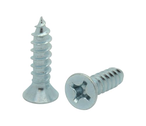 Image of BCP Fasteners 100 Qty #14 x 1 inch Flat Head Zinc Coated Phillips Head Wood Screws (BCP68)