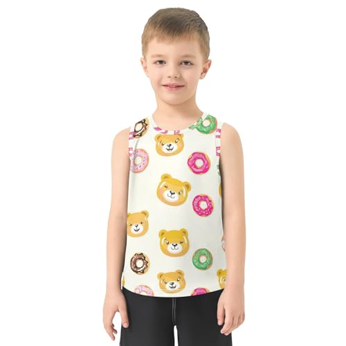 J JOYSAY Cartoon Bear Donut Yellow Boys Tank Top Sleeveless Muscle Shirts Quick Dry Kids T-Shirts 3-15T2