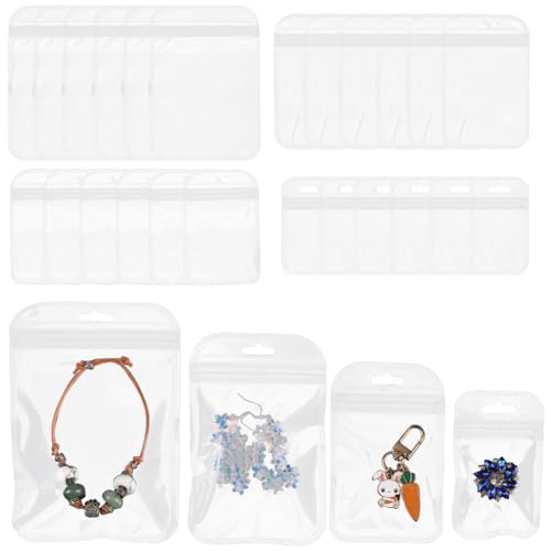 BEAMARKER 80 bolsa de PVC Transparente para Guardar Joyas, Bolsa de Plástico Transparente para Anillos, Pendientes, Bolsas Antideslustre, Bolsa Pequeña Resellable con Cierre de Cremallera para Guardar