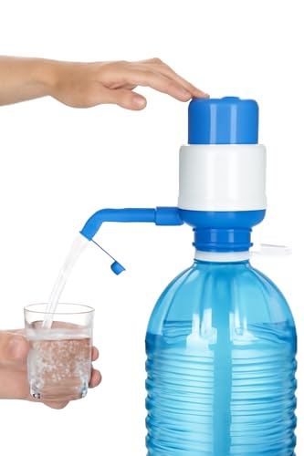 Dispensador de Agua Fria para Garrafas con Tapon Antigoteo/Bomba Manual para Botella de Agua Mineral Compatible con 1,5. 2, 5, 6, 8, 10, 20 y 25 litros/Dosificador bidon con Adaptador de 38 y 48mm