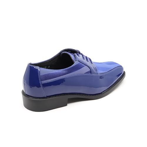Image of Men's Oxford Lace up Striped Satin Patent Tuxedo Dress Shoes MC-179