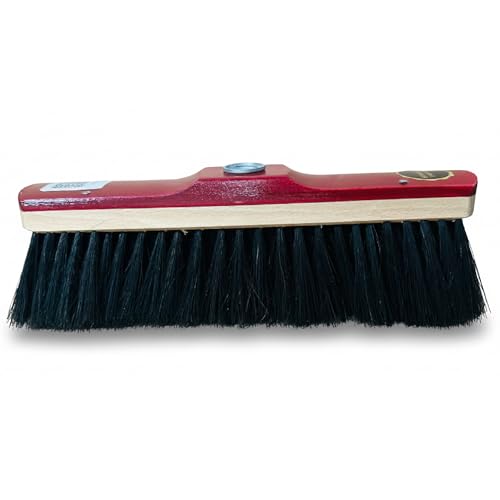 Horsehair Broom Head 28cm (11in) Bricklayers Bricklaying Brush 9 Row Soft Sweeping Brush Lacquered Wooden Saddle with Handle Hole Replacement Broom Head