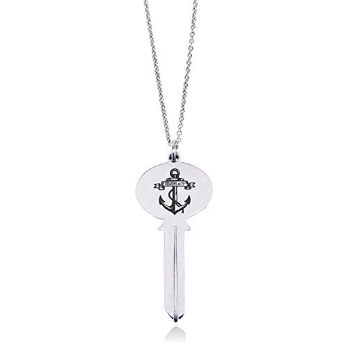 Tioneer Stainless Steel Anchor of the Soul Hebrews 6:19 Oval Head Key Charm Pendant Necklace