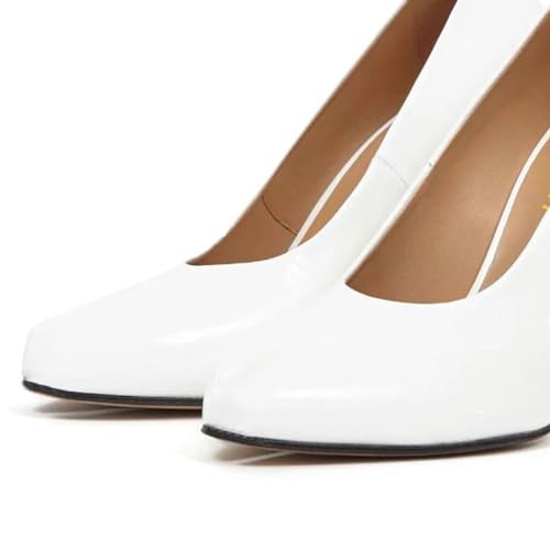 Pazzion Women's Classy Closed Almond Toe Pumps Slip On Chunky High Heels Solid Basic Work Shopping Professional Shoes Size 4-16 US4