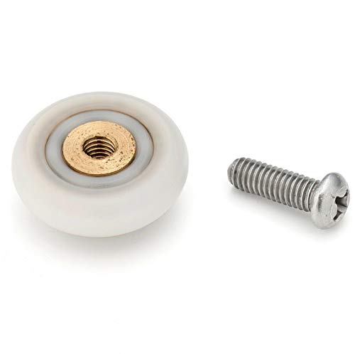 Image of Set of 4pcs 19mm Stainless Steel Shower Door Wheels Rollers Runners, White, 19mm x 4mm