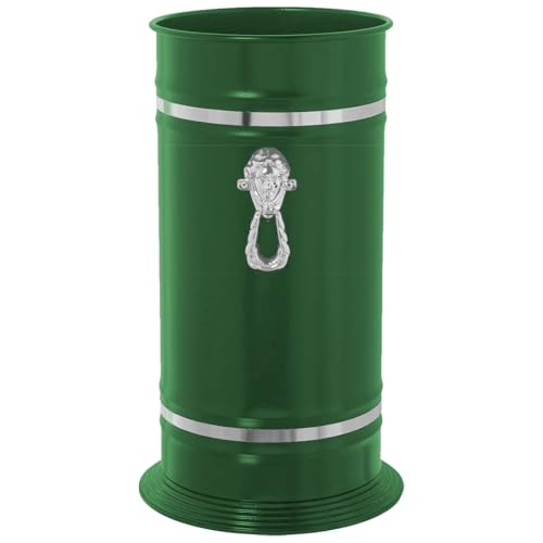 Acan Tradineur - Paragüero Redondo con Adorno - Fabricado en Latón - Soporte para Paraguas cilíndrico metálico para Entrada de oficinas, hogar, diseño clásico - Ø 23,2 x 40,4 cm - Color Verde/Plata