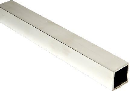 RMP 6063 Aluminum Square Tubing, 2 Inch x 2 Inch x 1/8 Inch Wall, 12 Inch Length, Unpolished (mill) Finish, T52 Temper