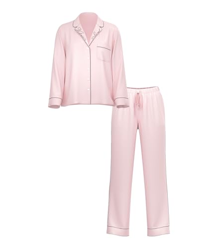 Image of Victoria's Secret Satin Pajama Set, Long Sleeve Button Down Shirt & Pants, Sleepwear for Women (XS-XXL)