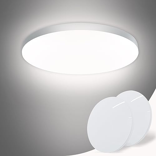 Pack 2x Lampara Techo Blanca,18W Plafon LED 6000K Blanco Frío 1700K Aplique Impermeable, para Dormitorio Juvenil Salon Cocina Baño Habitacion Pasillo