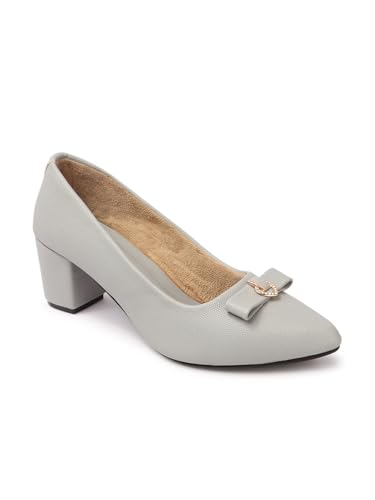 Image of Carlton London Women's Block Heel Round Toe Pumps - Elegant, Comfortable, and Stylish for Office, Casual and Semi-Formal Use