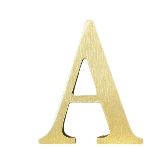 Calcomanía de latón Macizo de 1.7 Pulgadas, Letras inglesas, Adorno de Letras del Alfabeto de Metal, Letras y números autoadhesivos de Pared, señalización de dirección de casa, números de Puerta