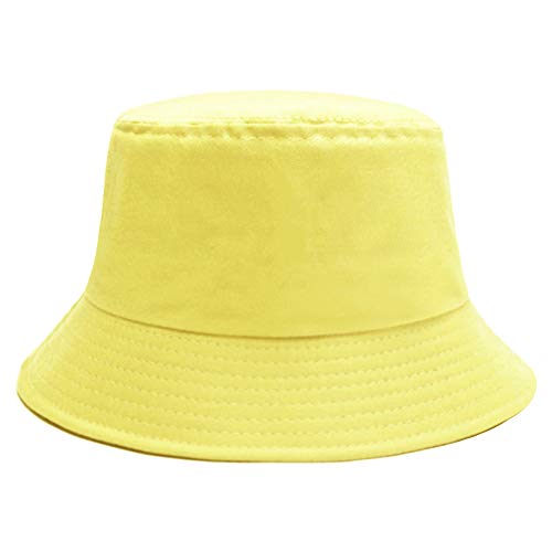 Image of Bucket Hat for Women Men, Reversible Cotton Summer Sun Beach Cap Solid Color Style