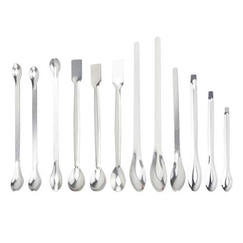 ibasenice Lab Spatula - 12PCS Micro Lab Spoon/Scoop Stainless Steel Medicine Ladles Laboratory