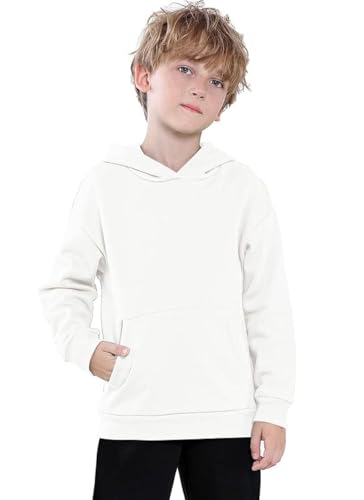 Kids Fleece Sweatshirts Soft Brushed Plain Pullover Hoodie Casual Hooded Sweatshirts for Boys and Girls