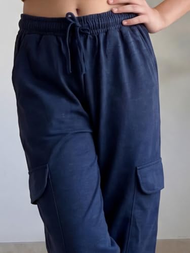 Image of Li'l Tomatoes Girls Cotton Track Pants | Soft & Comfortable Casual Summer Lower for Girls | Elastic Waist with Drawstring Everyday Wear | Side Stripe Straight Fit Trackpant | 9-16 Years |