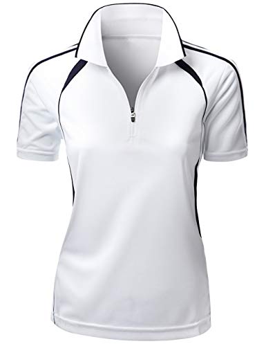 Women's Coolon 2 Tone Collar Zipup Polo T-Shirt