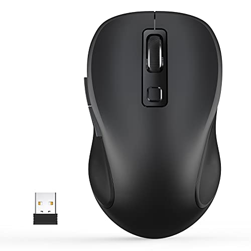 Wireless Mouse, TedGem 2.4GHz Computer Mouse with 6 Button, Cordless Mouse Wireless Mice for Laptop (Dark Black)