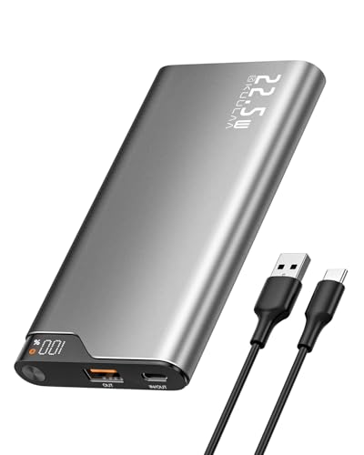 Power Bank 10000mAh 22.5W Bateria Externa Carga Rapida, Bateria Externa Portatil USB C Input&Output...
