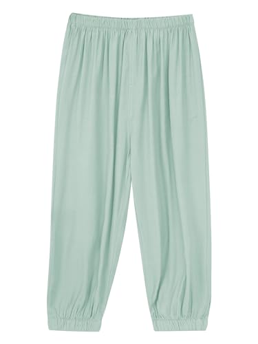 JEATHA Boys Girls Cotton Linen Harem Pants Pull-on Lightweight Breathable Elastic Trousers Casual Home Wear