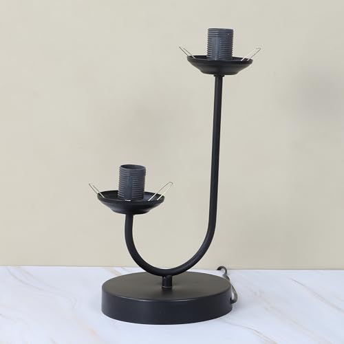 Image of tu casa Black Metal Base Pair of Bedside Table Lamp with 2 Glasses for Home Decoration Bedroom Living Room Corner Lounge Office Festival Decor & Gifting Study Table H - 14 inch / No Blub