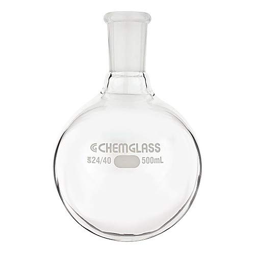 Chemglass CG-1506-23 Round Bottom Flask Single Neck Heavy Wall 1L Capacity 24/40 Joint